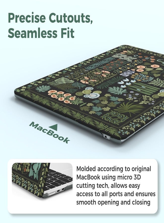 iCasso for MacBook Air 13.6 inch Case M5 2026 M4 2025 M3 M2 2024-2022 Model A3449 A3240 A3113 A2681, Flower Pattern Sturdy Protective Hard Shell Cover for Mac Book Air 13 inch, Black Plant - Image 5