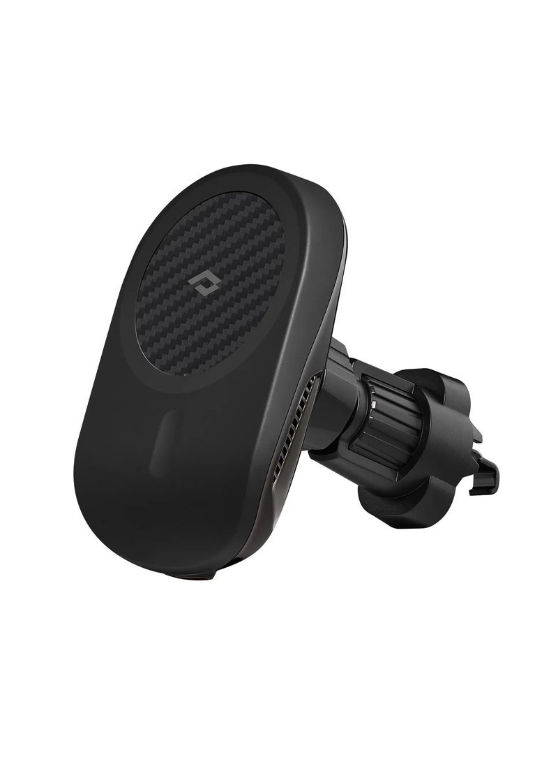 PITAKA MagEZ Car Mount Pro with Vent / Magnetic Phone Mount/ Adjustable Vent Clip/ Compatible with Pitaka Cases & Magsafe Compatible Cases /Durable & Lightweight Aramid Fiber Car Phone Mount for Hands-Free Use - Blac - Image 1