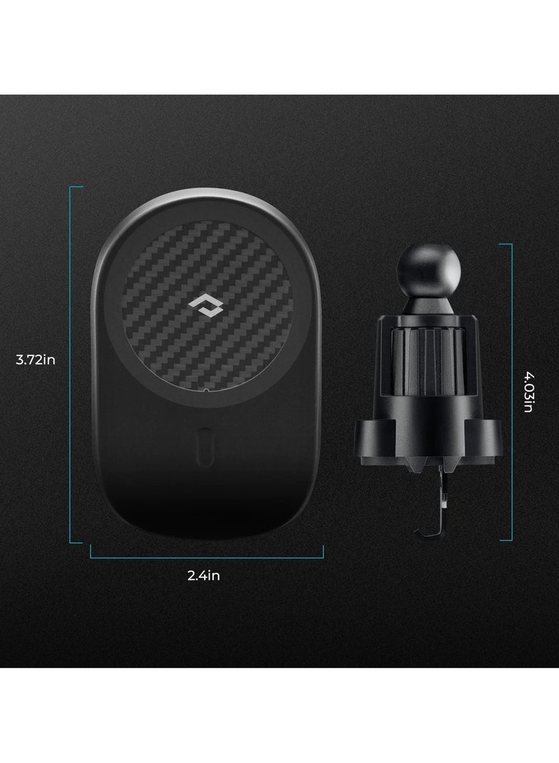 PITAKA MagEZ Car Mount Pro with Vent / Magnetic Phone Mount/ Adjustable Vent Clip/ Compatible with Pitaka Cases & Magsafe Compatible Cases /Durable & Lightweight Aramid Fiber Car Phone Mount for Hands-Free Use - Blac - Image 2