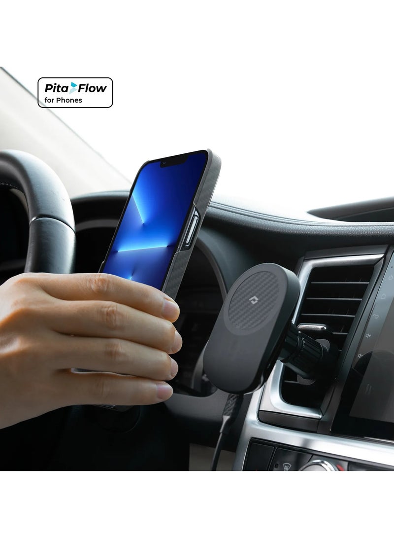 PITAKA MagEZ Car Mount Pro with Vent / Magnetic Phone Mount/ Adjustable Vent Clip/ Compatible with Pitaka Cases & Magsafe Compatible Cases /Durable & Lightweight Aramid Fiber Car Phone Mount for Hands-Free Use - Blac - Image 5