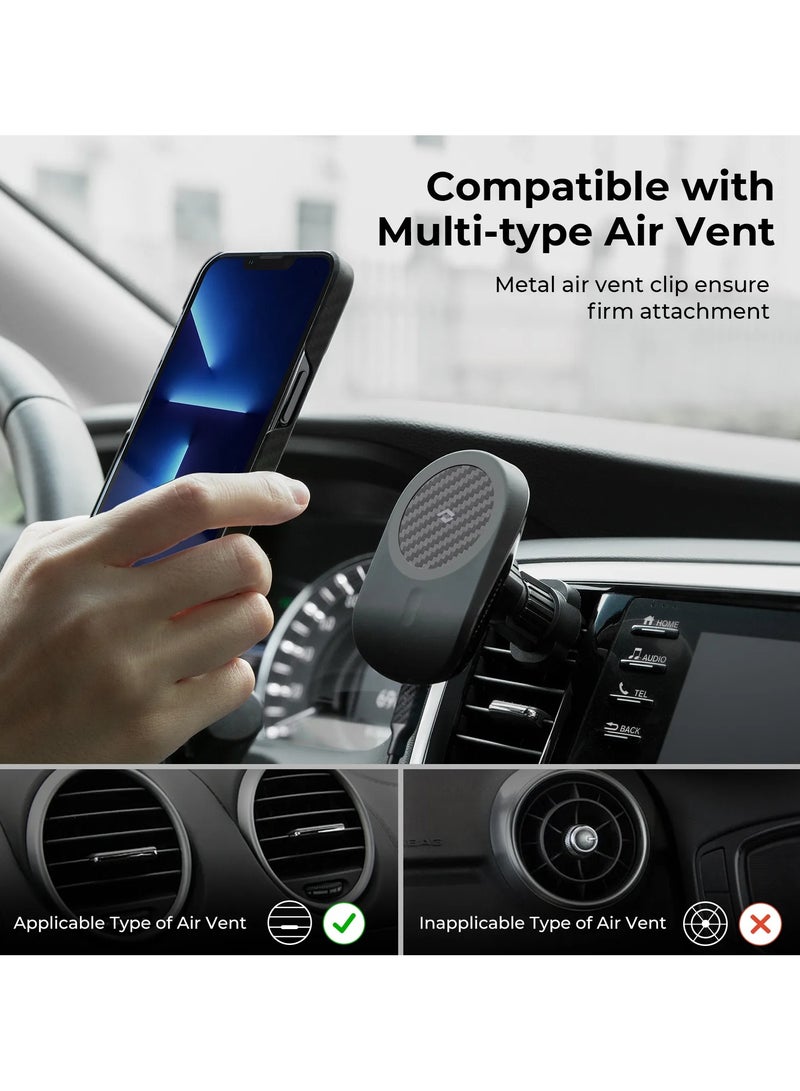 PITAKA MagEZ Car Mount Pro with Vent / Magnetic Phone Mount/ Adjustable Vent Clip/ Compatible with Pitaka Cases & Magsafe Compatible Cases /Durable & Lightweight Aramid Fiber Car Phone Mount for Hands-Free Use - Blac - Image 4