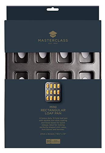 Master Class MasterClass 12 Hole Mini Loaf Tin with Loose Bases and PFOA Non Stick in Gift Box, Robust 1 mm Carbon Steel, 27 x 35.5 cm - Image 3