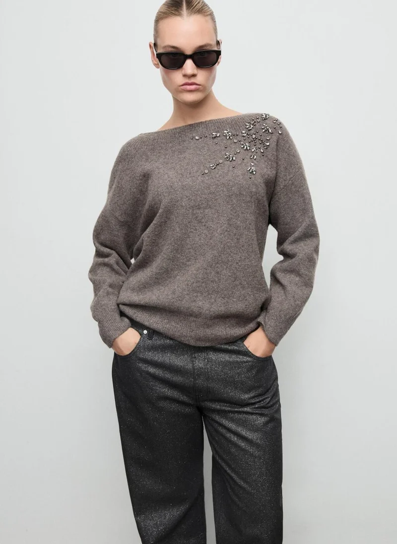 MANGO Crystal detail sweatshirt