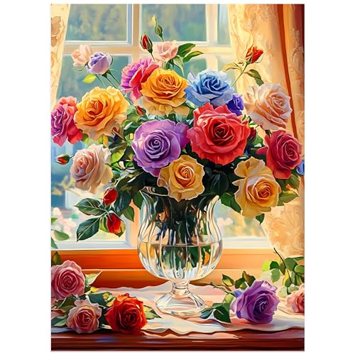 Jeacirio 500 Piece Puzzles for Adults Flower Jigsaw Puzzle 500 Piece for Adults Kids Seniors Recycled Cardboard Large Piece Puzzle 500 Family Puzzles Great Gift for Mom Dad Family Friends 205 x 15 in - Image 1