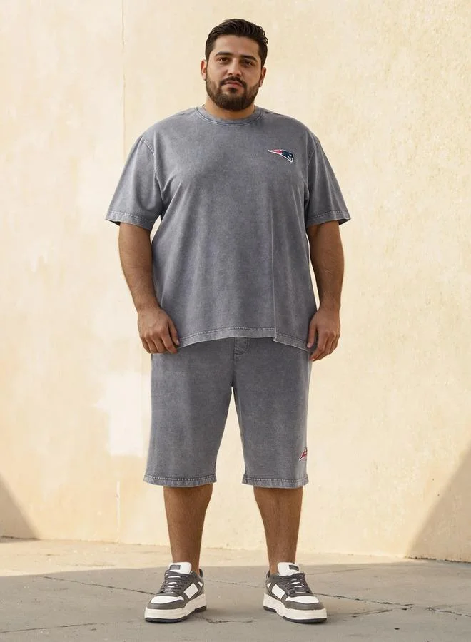 ماكسيم Plus Size New England Patriots Logo Flexi Waist Shorts