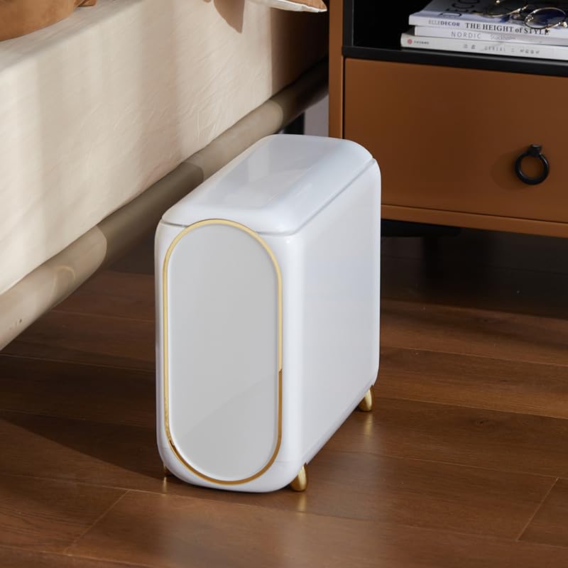 Azelf Europeanstyle Home Wheel Light Luxury Bedroom Living Room Narrow Slit Trash Bin Bathroom Kitchen Good And Staliysh Look - Image 5