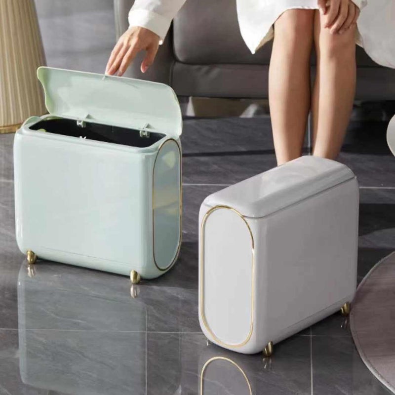 Azelf Europeanstyle Home Wheel Light Luxury Bedroom Living Room Narrow Slit Trash Bin Bathroom Kitchen Good And Staliysh Look - Image 4