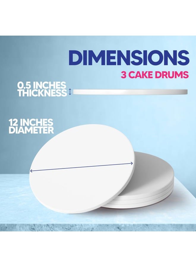 RICCLE Cake Boards - 12 Inch Cake Drum - Smooth-Edged 12 Cake Drum - Sturdy Cake Boards 12 Inch Round - Bend Resistant Multi-Layered Cake Base for Minimalist Displays (12 Inch - Pack of 3) - Image 2