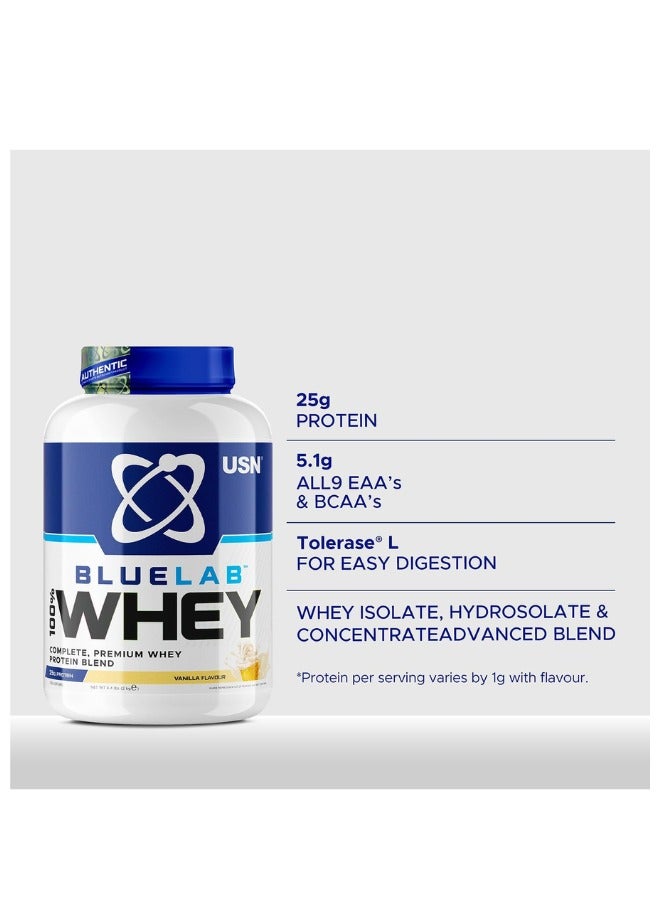 USN بروتين مصل اللبن الفاخر 100% من بلو لاب، بنكهة الفانيليا، 2 كجم - Image 2