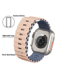 Color Fans Apple Watch Ocean Band 41mm 40mm 38mm for Men Women, Soft Silicone Sport Band Replacement Strap for Apple Watch Ultra iWatch Series 8 7 SE 6 5 4 3 2 1 Milk Tea-Blue Gray  - Image 4
