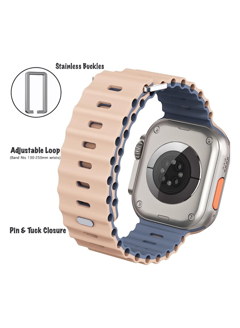 Color Fans - Apple Watch Ocean Band 41mm 40mm 38mm for Men Women, Soft Silicone Sport Band Replacement Strap for Apple Watch Ultra iWatch Series 8 7 SE 6 5 4 3 2 1 Milk Tea-Blue Gray - Image 1