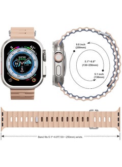 Color Fans Apple Watch Ocean Band 41mm 40mm 38mm for Men Women, Soft Silicone Sport Band Replacement Strap for Apple Watch Ultra iWatch Series 8 7 SE 6 5 4 3 2 1 Milk Tea-Blue Gray  - Image 3