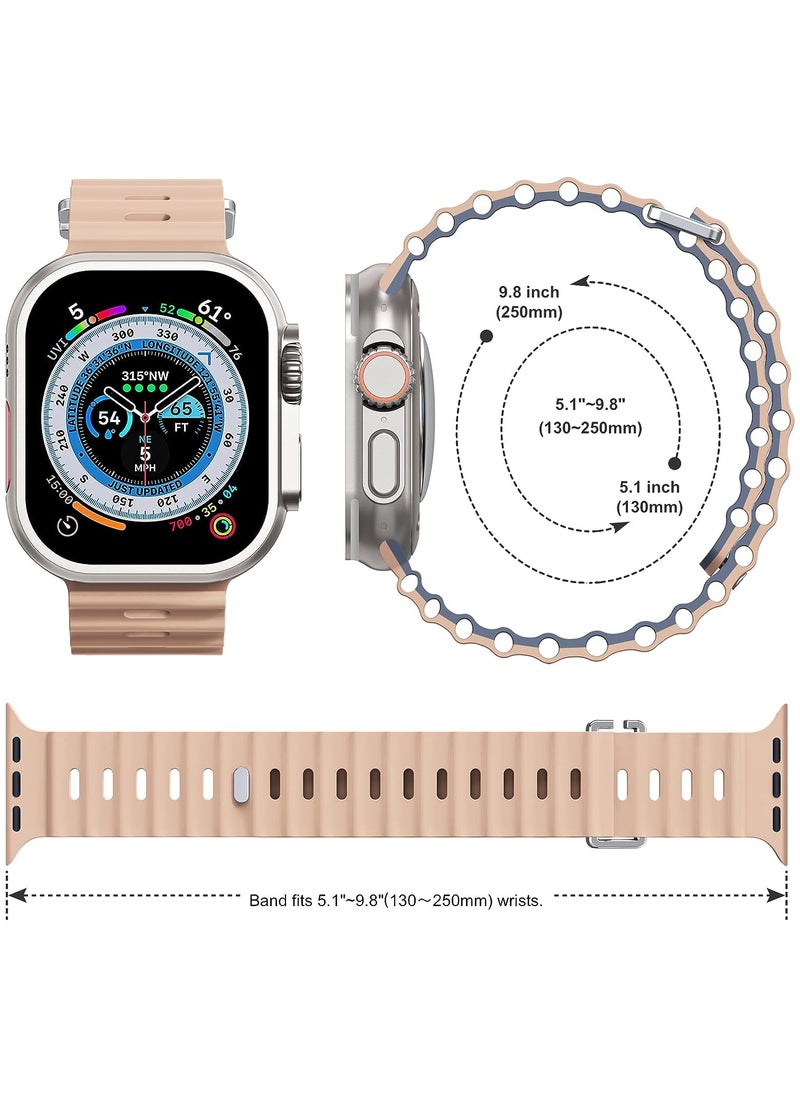 Color Fans - Apple Watch Ocean Band 41mm 40mm 38mm for Men Women, Soft Silicone Sport Band Replacement Strap for Apple Watch Ultra iWatch Series 8 7 SE 6 5 4 3 2 1 Milk Tea-Blue Gray - Image 1