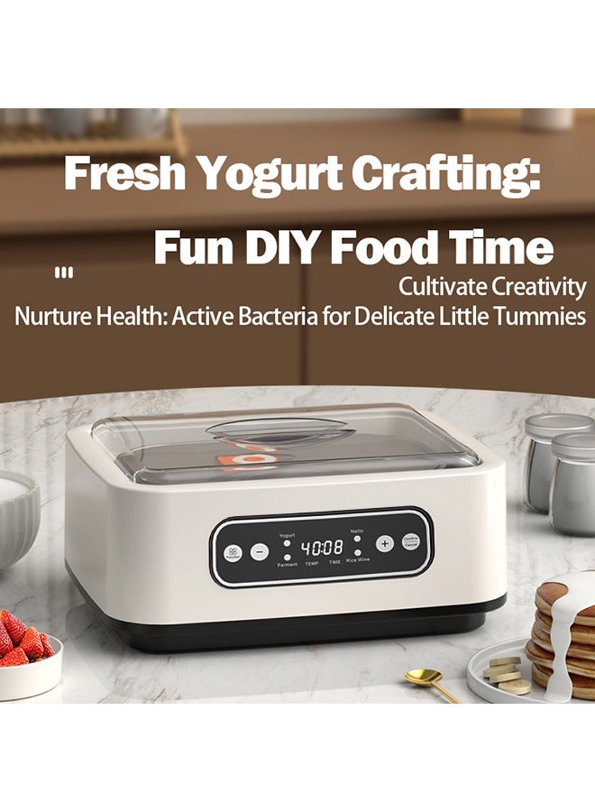 GGOOT 1.6L Large Capacity Probiotic Yogurt Maker Adjustable Constant Temperature Yogurt Maker Versatile Health Yogurt Maker with 9 Cups and 1 Stainless Steel Container - Image 3