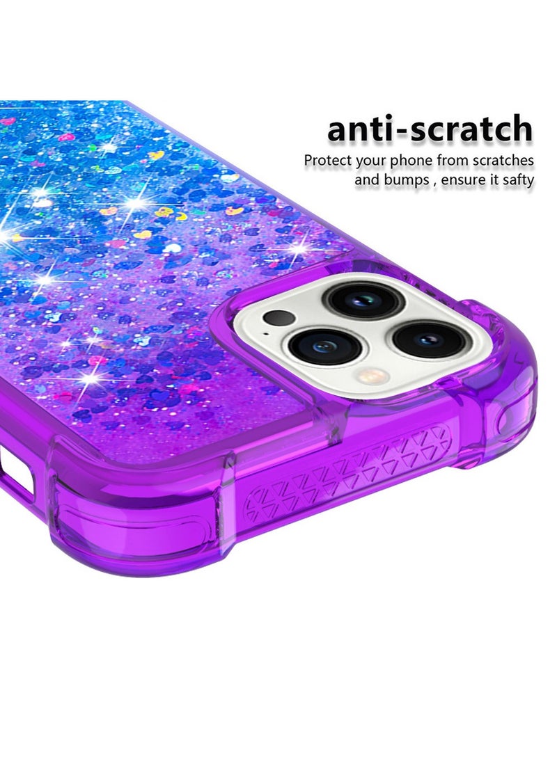 iPhone 15 Pro Case Cover Protector Glitter Bling Sparkle Liquid for Women Girls Flowing Quicksand Anti-Scratch Clear Shockproof Protective Back Cover Accessory for iPhone 15 Pro