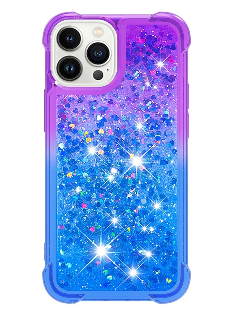 iPhone 15 Pro Case Cover Protector Glitter Bling Sparkle Liquid for Women Girls Flowing Quicksand Anti-Scratch Clear Shockproof Protective Back Cover Accessory for iPhone 15 Pro