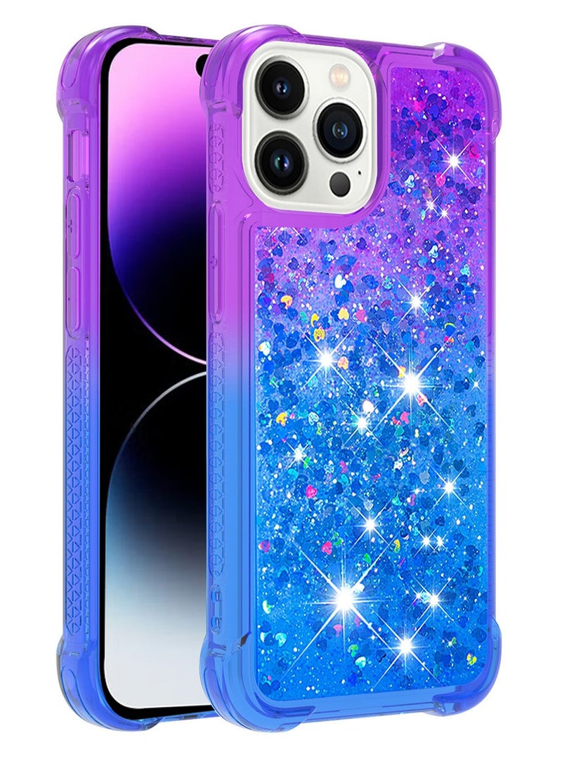iPhone 15 Pro Case Cover Protector Glitter Bling Sparkle Liquid for Women Girls Flowing Quicksand Anti-Scratch Clear Shockproof Protective Back Cover Accessory for iPhone 15 Pro