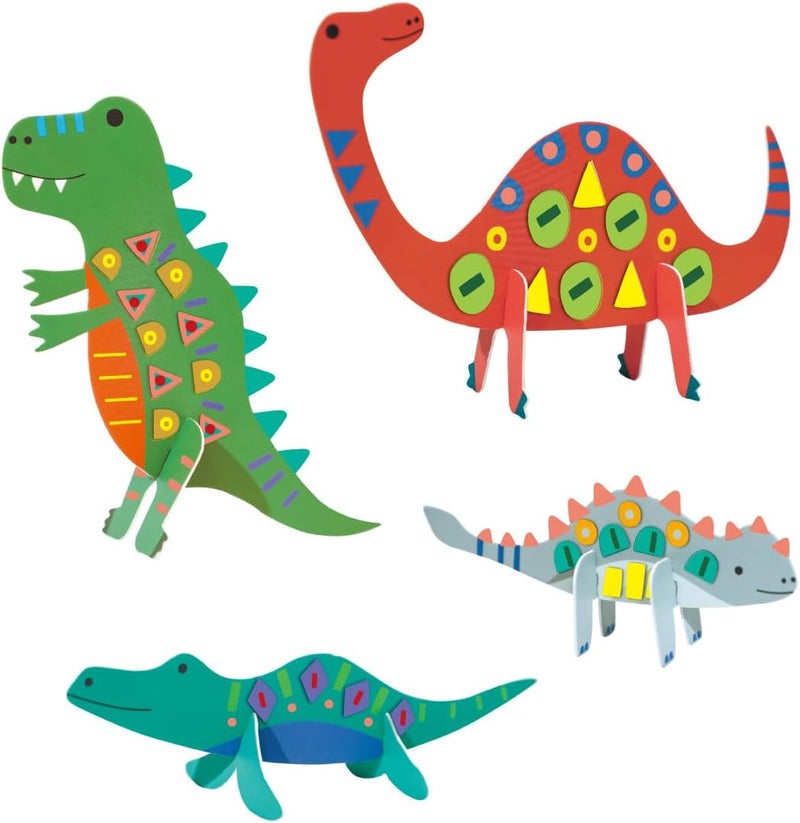 Avenir Stick 'N Play Series - Dino World | 200+ Reusable Stickers for Endless Fun! Create Play Scenes with 8 Illustrated Theme Cards, Make Your Own Animal Figures | For Kids 3+ - Image 2