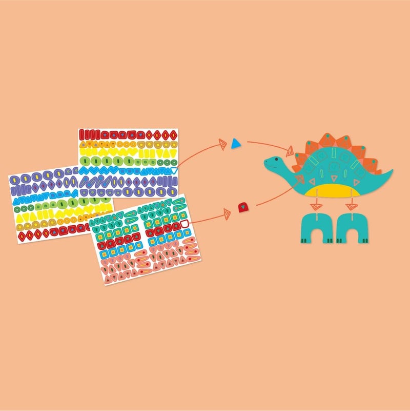 Avenir Stick 'N Play Series - Dino World | 200+ Reusable Stickers for Endless Fun! Create Play Scenes with 8 Illustrated Theme Cards, Make Your Own Animal Figures | For Kids 3+ - Image 5
