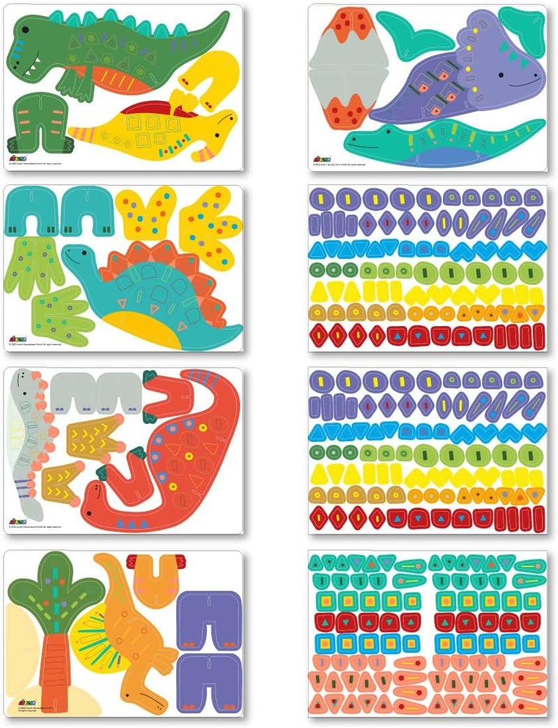 Avenir Stick 'N Play Series - Dino World | 200+ Reusable Stickers for Endless Fun! Create Play Scenes with 8 Illustrated Theme Cards, Make Your Own Animal Figures | For Kids 3+ - Image 4