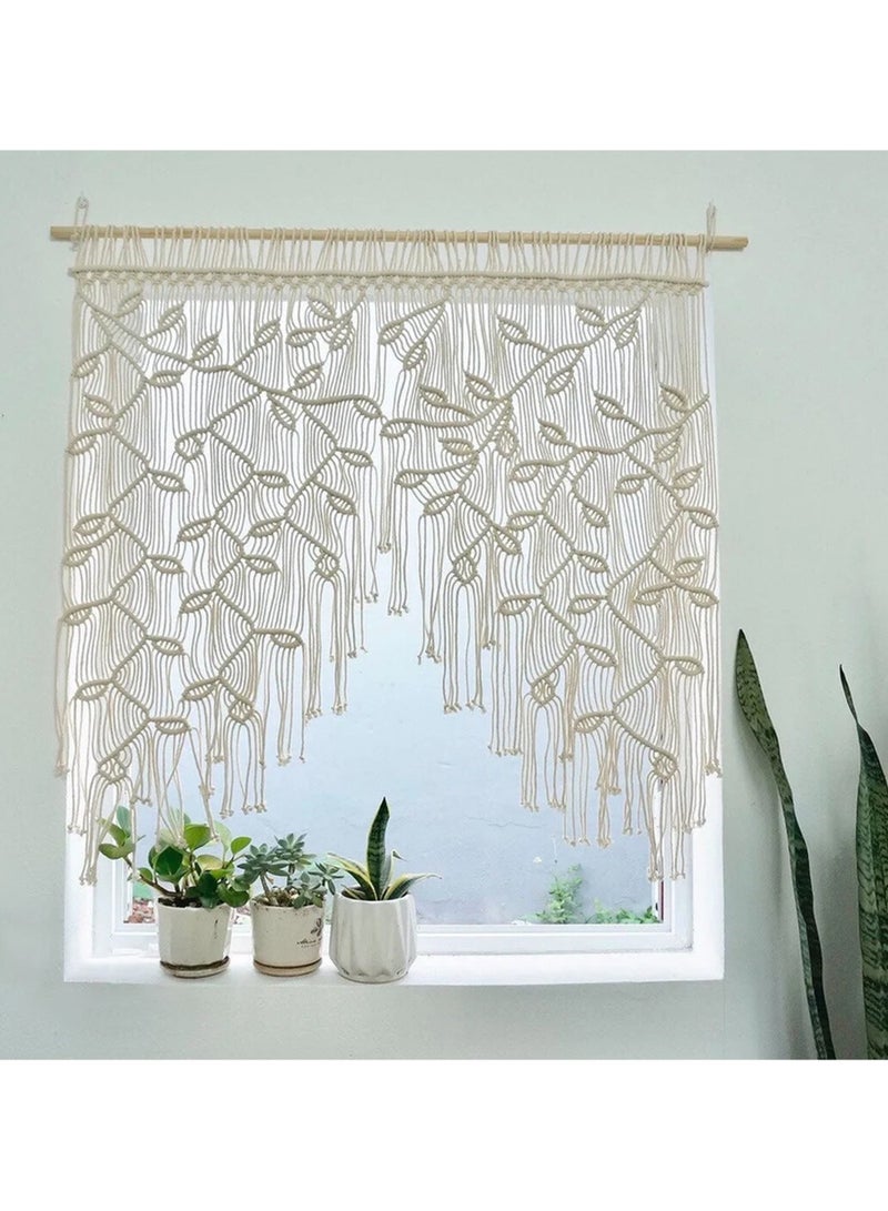 عام زخرفة الغرفة: خِيطان منسوجة بيد الإنسان، وهي زخارف للجدران المنزلية. مراوح بوهيمية على شكل أوراق وأبواب. أبعادها 100×100 سم. - Image 1