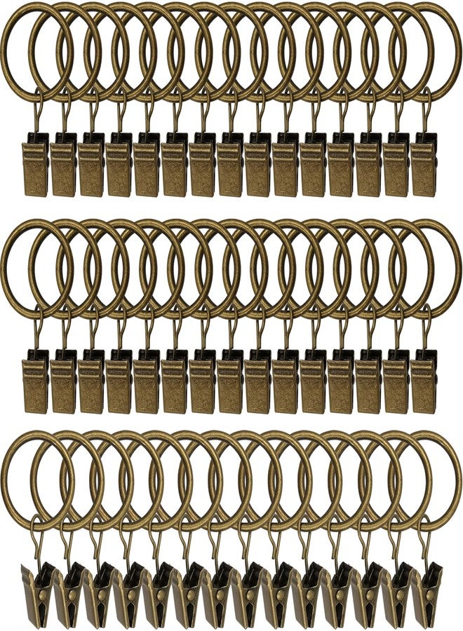 LLPJS 44 Pack Curtain Rings with Clips, Curtain Clip Rings Hooks, Bow Hanger Clips for Hanging Drapery Drapes Bows, Ring 1 inch Interior Diameter, Fits up to 5/8" Rod, Bronze - Image 1