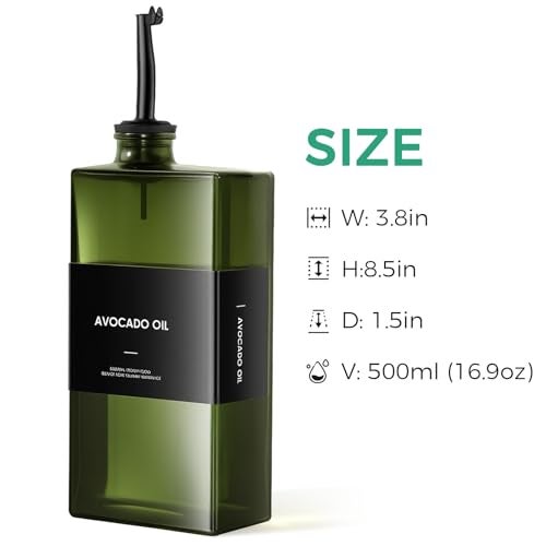 WISIMMALL Olive Oil Dispenser Bottle For Kitchen, 17OZ UV-Blocking Oil And Vinegar Dispenser Set Of 4, Soy Sauce Cooking Oil Dispenser with 4 Stainless Steel Pourers & 44 Labels - Image 5