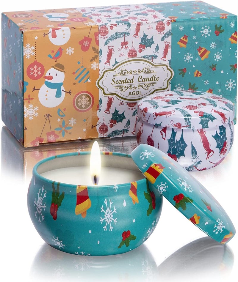 AGOL 2 Pack Aromatherapy Candles, 2.5 Oz Scented Candles, Rose and Cherry Blossom, Soy Scented Candle with Floral Scents, Portable Small Jar Candle Set for Travel, Spa, Bath, Yoga, Home Decor Candle - Image 1