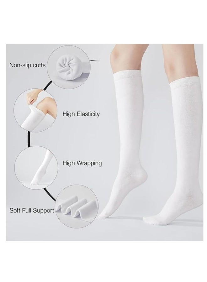 CMGTYYD Women Knee High Socks,3 pairs of Cotton Solid Lightweight Calf Length Stocking,Casual School Uniform Sport Tube Boot Socks,Athletic Long Socks,for Cosplay,Party,Daily Wear Ladies Girls - Image 2