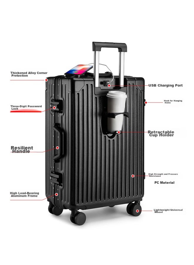 Pepsi Aluminum Frame Suitcase For Men And Women, 28-inch Large Capacity Travel Luggage With Spinner Wheels, Student Business Trolley Case With Password Lock - Image 3