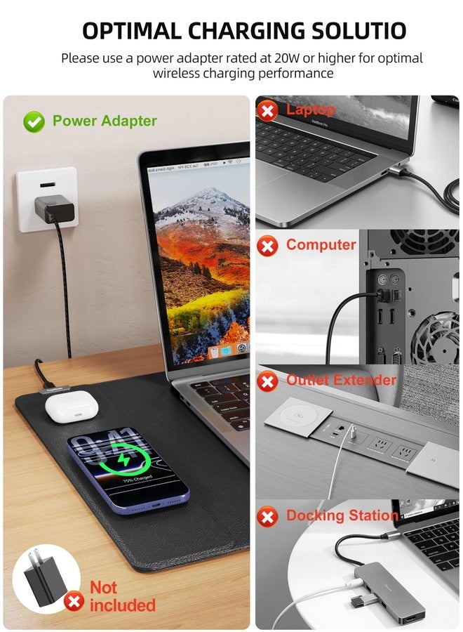 TopMade Mouse Pad with 15W Wireless Charging, XXL Large Leather Desk Mat, Waterproof Gaming Mousepad Home Office Desk Pad Protector, Computer Keyboard Pad, Mouse Mat for MacBook, PC, Laptop, Black - Image 3