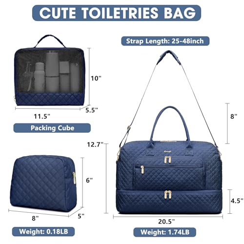 LUOCIP Large Women's Travel Duffel, Weekender with Shoe Compartment, Carry On Overnight Bag, Gym Duffel with Wet Pocket, Hospital Bags for Labor and Delivery - 3 PCS Set - Image 2