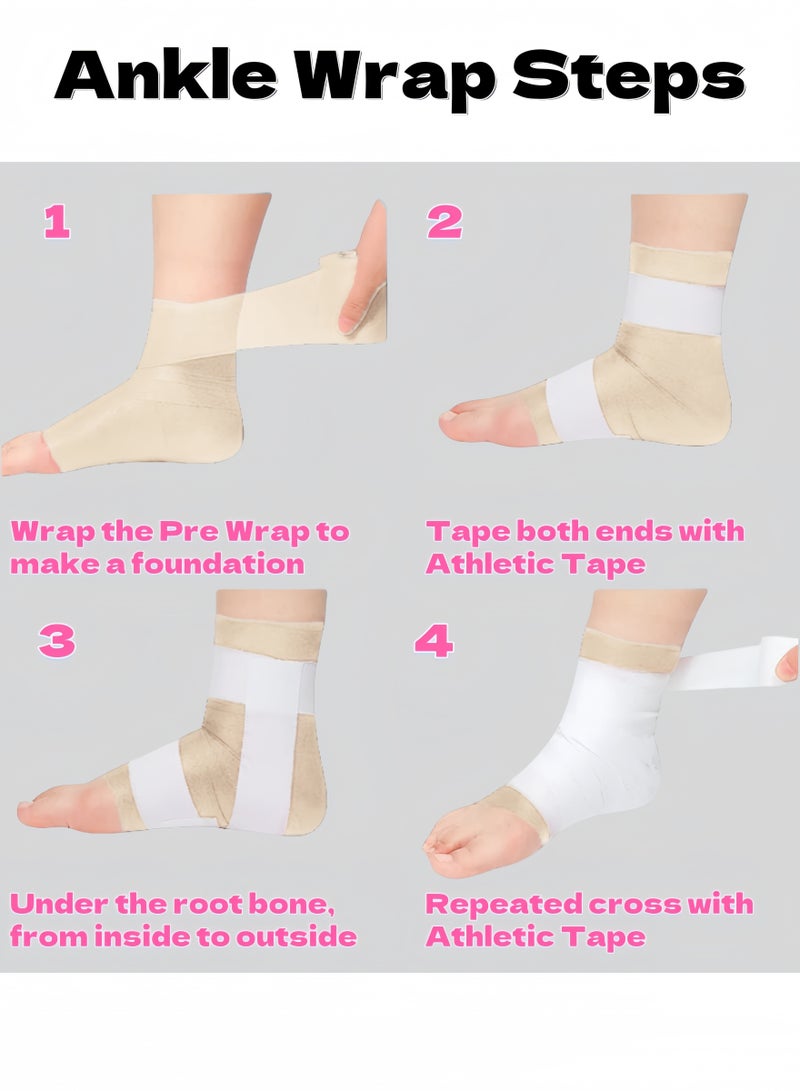 6 Pcs White Athletic Sports Tape 5.0*910cm, Made of Natural Cotton Fibre, Breathable,Self Adherent Cohesive Wrap Bandages, Easy Tear Zigzag Edge First Aid Tape, Self Adhesive Tape for Athlete & Trainers, Suitable for Ankle, Wrist, Elbow, Fingers, Etc. - Image 4