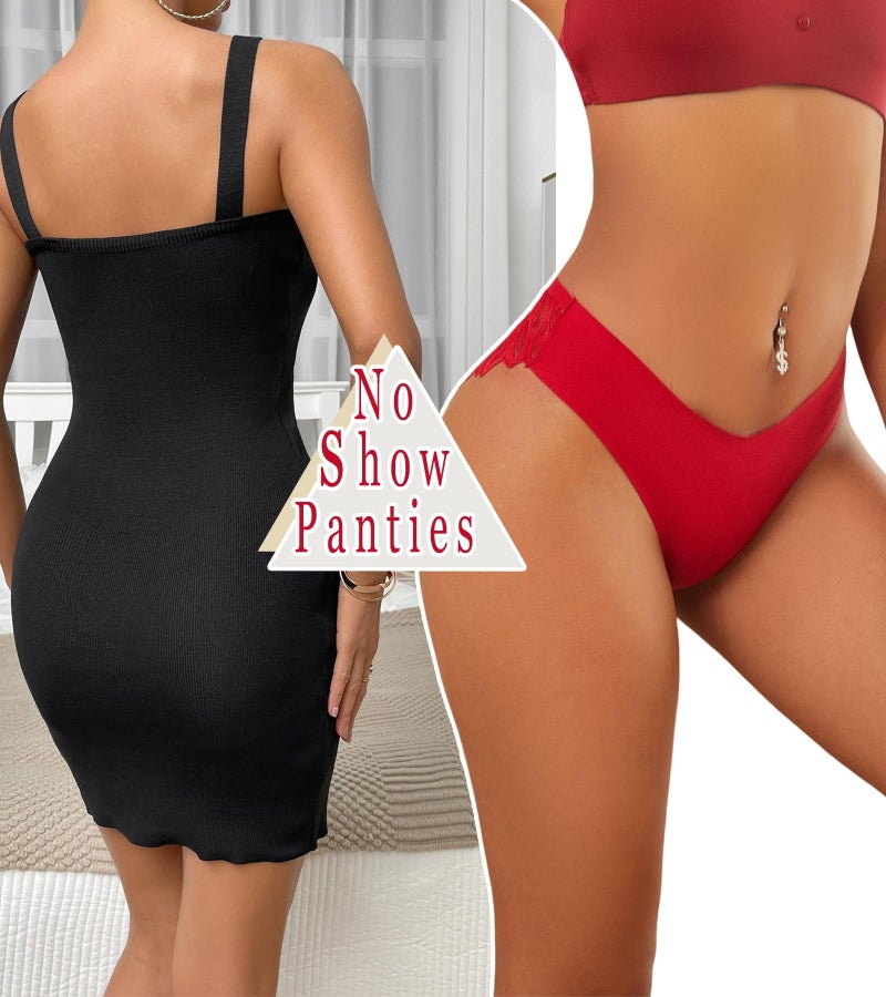 FINETOO 6 Pack Sexy Underwear for Women Silky Seamless No Show Panties Ladies Lace Bikini Lightweight Cheeky Hipster(XL) - Image 3