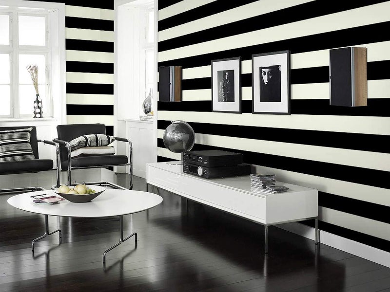 Wollzo White and Black Stripped self Adhesive Wallpaper (45 x 500cm) - Image 3