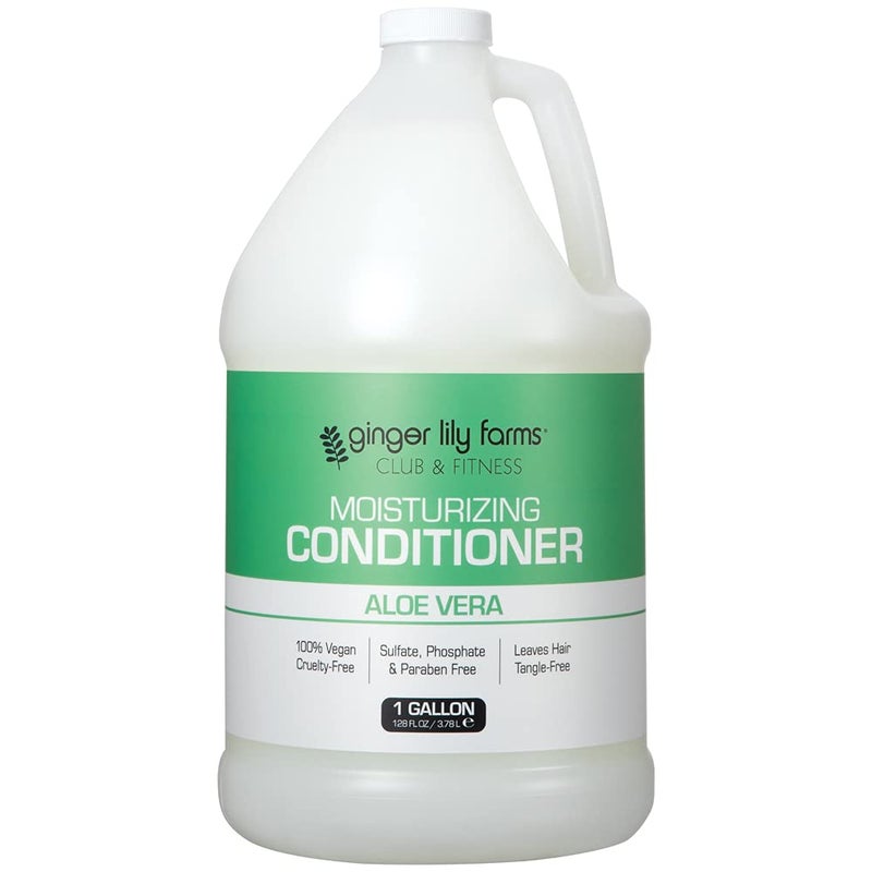 Ginger Lily Farms Club & Fitness Moisturizing Conditioner for Dry Hair, 100% Vegan & Cruelty-Free, Aloe Vera Scent, 1 Gallon (128 fl oz) Refill, white - Image 1