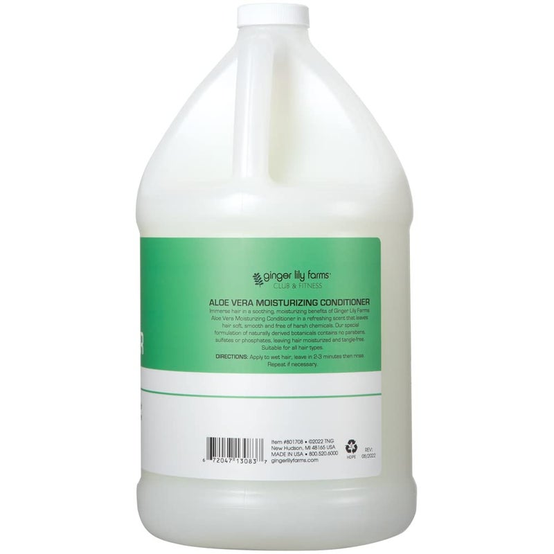 Ginger Lily Farms Club & Fitness Moisturizing Conditioner for Dry Hair, 100% Vegan & Cruelty-Free, Aloe Vera Scent, 1 Gallon (128 fl oz) Refill, white - Image 2