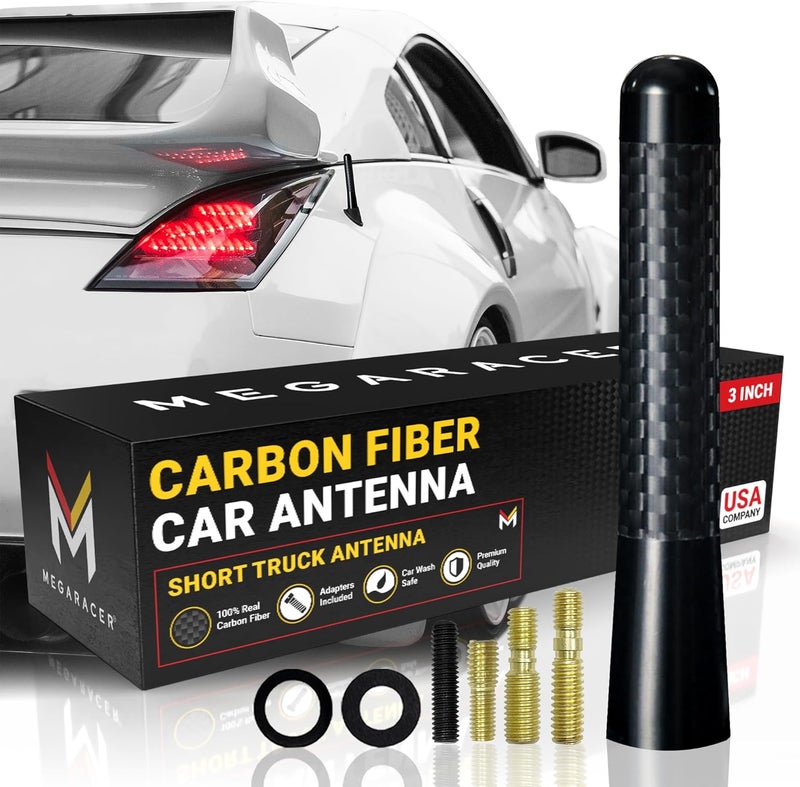 Mega Racer 3" Carbon Fiber Short Automotive Antenna - Image 1