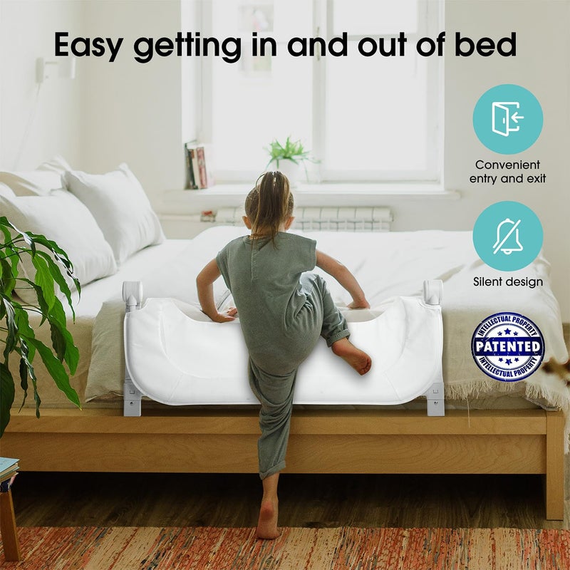 NUTIKAS Baby Bed Rail Guard for Toddlers - 35.4" Toddler Bed Rails for Crib,Twin,Full, Queen Bunk Size Bed Swing Down Bedrail Extral Tall Child Safety Side Railing Guards for Kids - Image 2