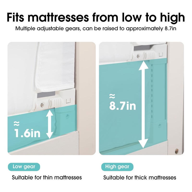 NUTIKAS Baby Bed Rail Guard for Toddlers - 35.4" Toddler Bed Rails for Crib,Twin,Full, Queen Bunk Size Bed Swing Down Bedrail Extral Tall Child Safety Side Railing Guards for Kids - Image 5