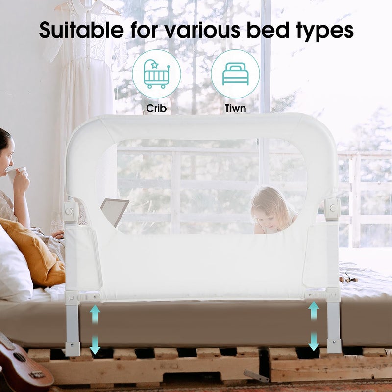 NUTIKAS Baby Bed Rail Guard for Toddlers - 35.4" Toddler Bed Rails for Crib,Twin,Full, Queen Bunk Size Bed Swing Down Bedrail Extral Tall Child Safety Side Railing Guards for Kids - Image 3