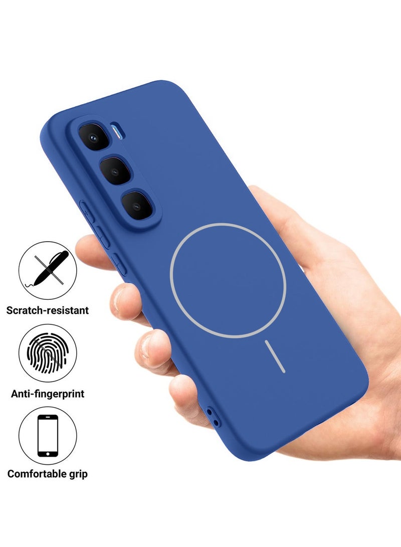 Wtech Infinix Hot 60 Pro+ 2025 Premium Liquid Silicone Compatible With Thin Magsafe Ring Case Cover (MCMPMN) - Navy Blue - Image 2