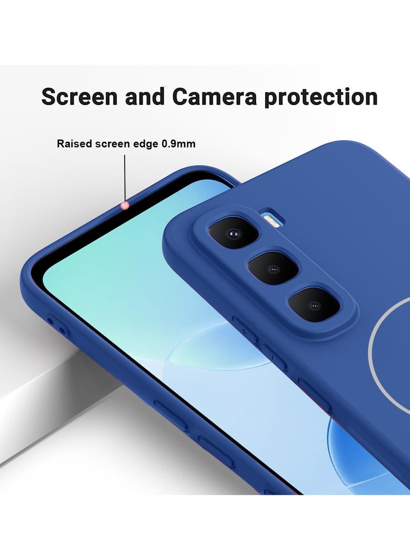 Wtech Infinix Hot 60 Pro+ 2025 Premium Liquid Silicone Compatible With Thin Magsafe Ring Case Cover (MCMPMN) - Navy Blue - Image 4