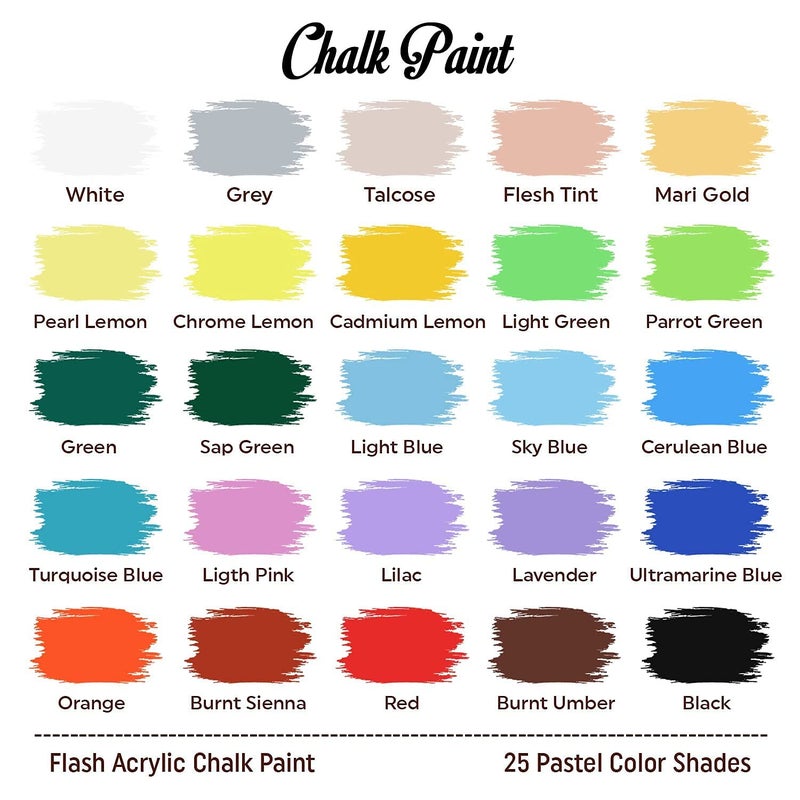 Flash Acrylic Chalk Paint Set Chalky Finish 25 Colors 50 ml 17 fl oz Each High Pigment Strength Non Fading IndoorOutdoor Non Toxic MultiSurface Paint Pro Artist Hobby - Image 3