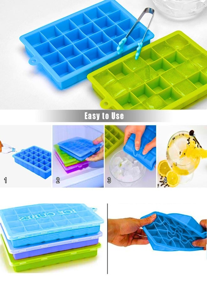 Chase Up 2 Pack ice Cube Trays, Silicone Ice Tray with Removable Lid Easy-Release Flexible Ice Cube Molds 24 Cubes per Tray for Cocktail, Whiskey, Baby Food, Chocolate, BPA Free - Image 3