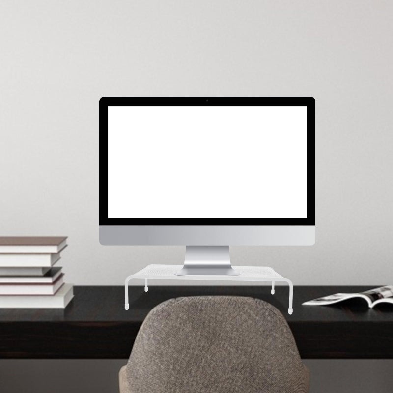 Single Layer Monitor Stand Riser Desktop Shelf Organizer for Office Workspace - Image 5