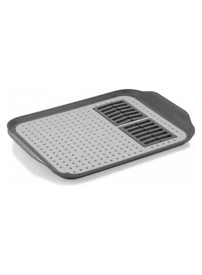 فولي لايف صينية تجفيف أطباق بلاستيكية متعددة الوظائف من FolyLife لتجفيف الأطباق والفواكه والخضروات ورف تجفيف الأطباق القائم باللون الرمادي - Image 1