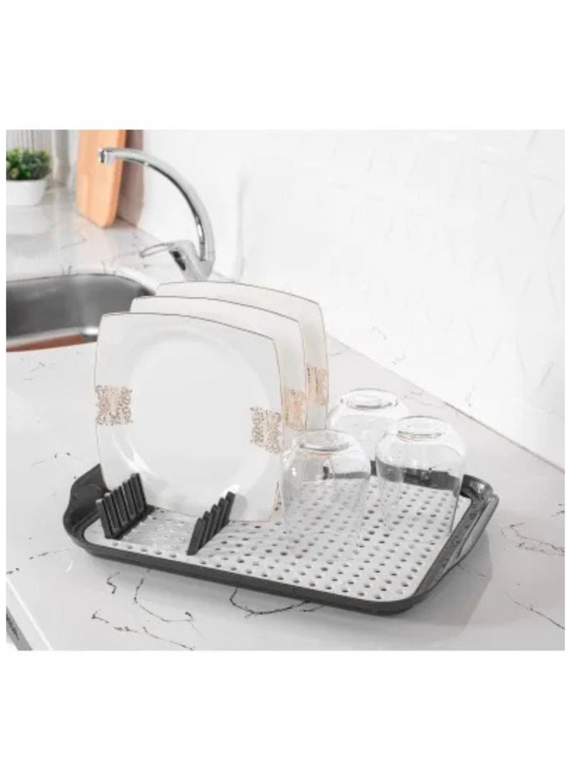 فولي لايف صينية تجفيف أطباق بلاستيكية متعددة الوظائف من FolyLife لتجفيف الأطباق والفواكه والخضروات ورف تجفيف الأطباق القائم باللون الرمادي - Image 3