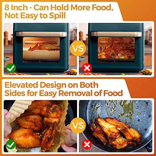 vailnd Air Fryer Paper Liners: 100Pcs Parchment Paper, 8" Air Fryer Liner Disposable for Microwave, Non-Stick Square Air Fryer Basket Liner - Image 3