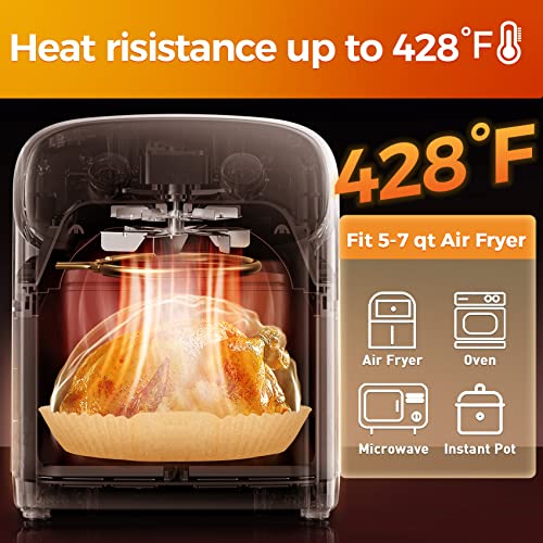 vailnd Air Fryer Paper Liners: 100Pcs Parchment Paper, 8" Air Fryer Liner Disposable for Microwave, Non-Stick Square Air Fryer Basket Liner - Image 5